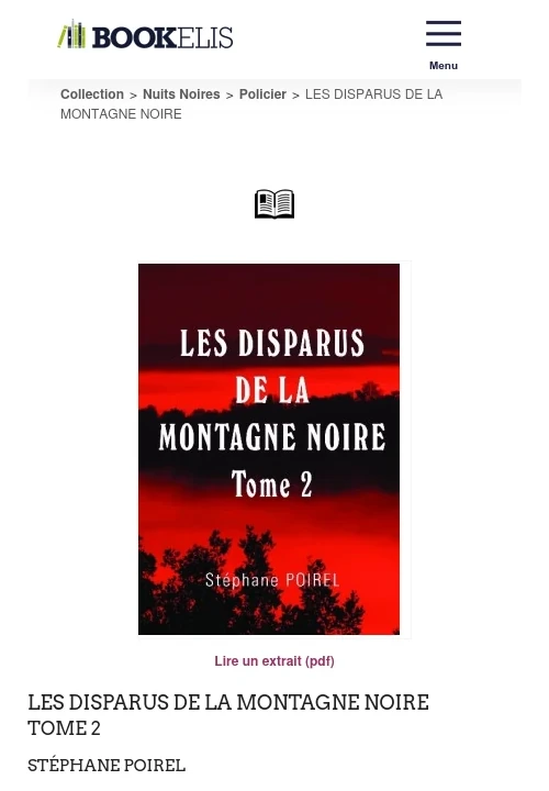 Tome 2 du polar LES DISPARUS DE LA MONTAGNE NOIRE chez BookElis