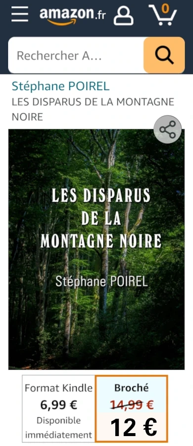 Roman Les disparus de la Montagne Noire Amazon Promo de Noël